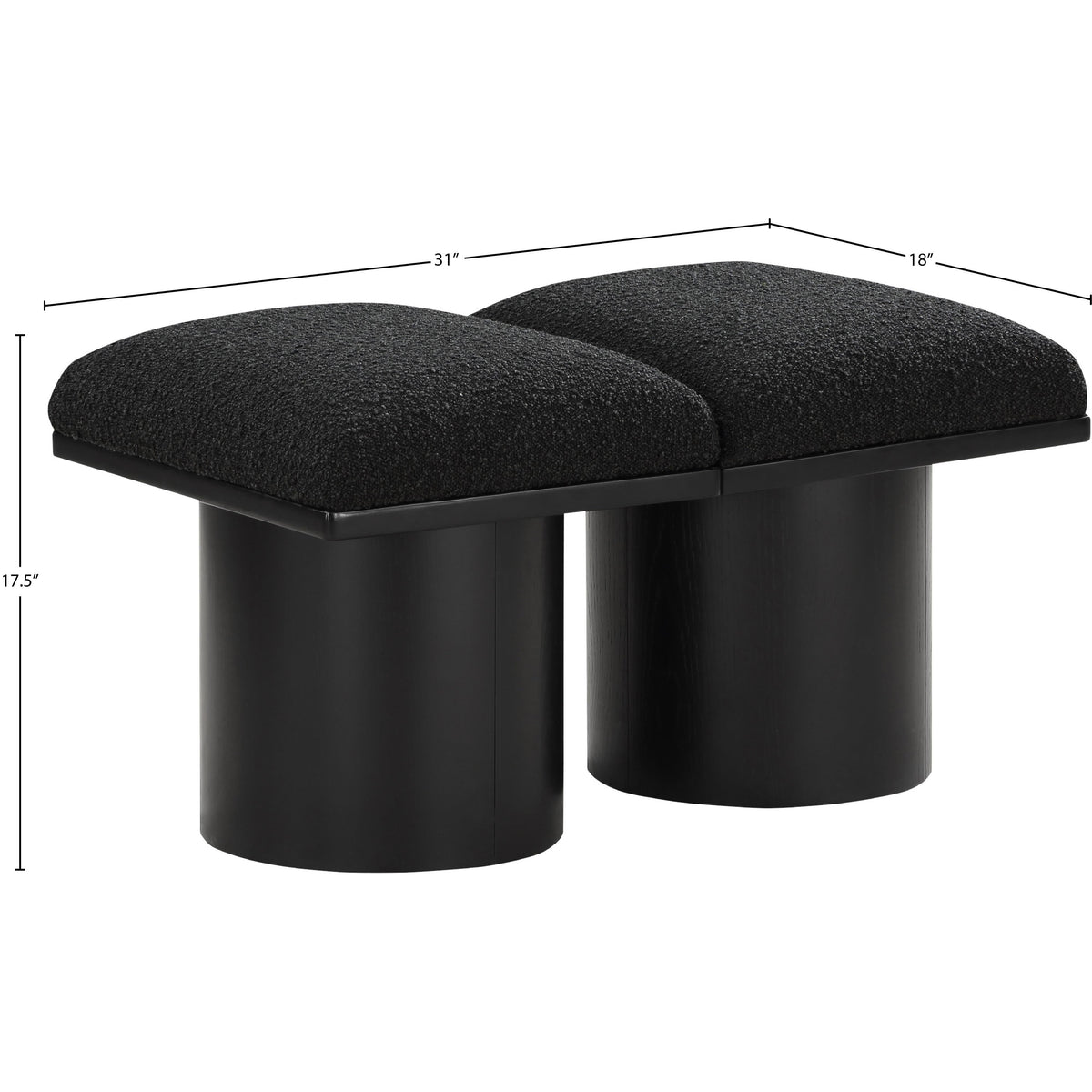 Meridian Pavilion Black Boucle Fabric Bench