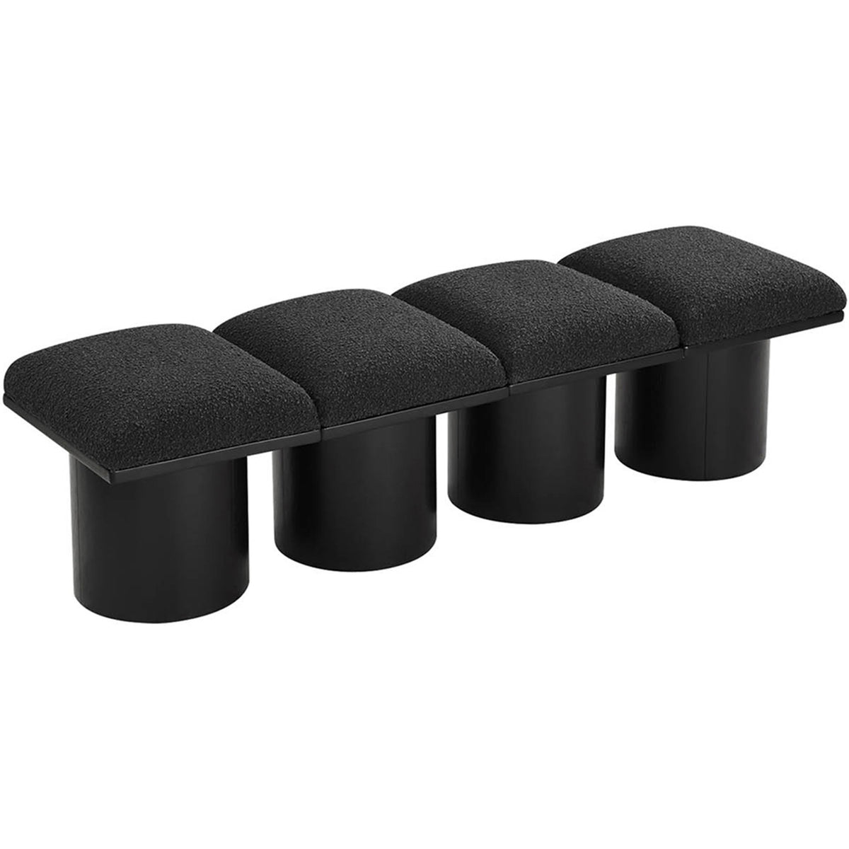 Meridian Pavilion Black Boucle Fabric Bench