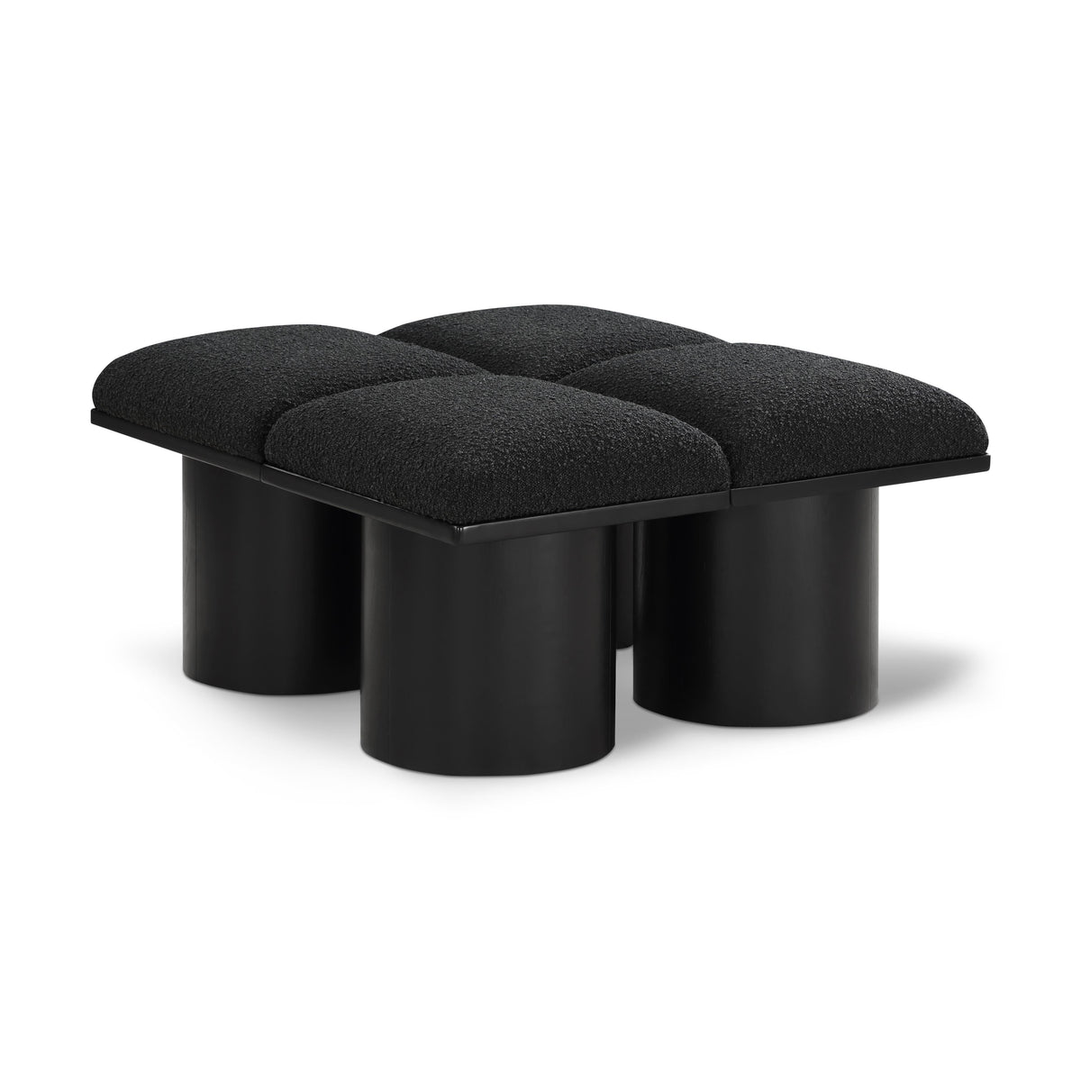 Meridian Pavilion Black Boucle Fabric Bench