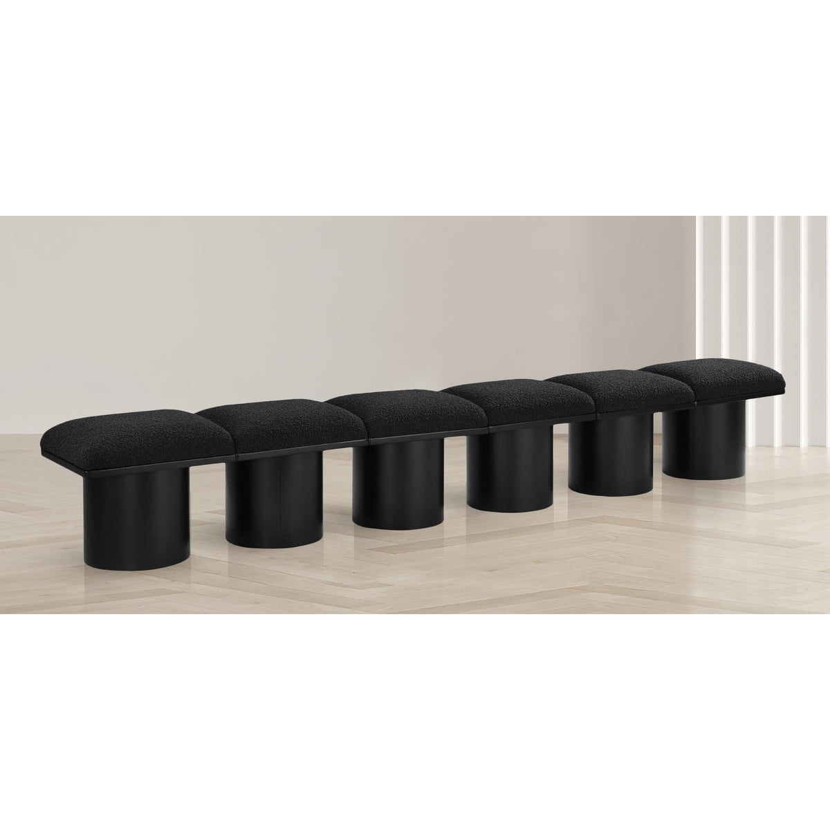Meridian Pavilion Black Boucle Fabric Bench