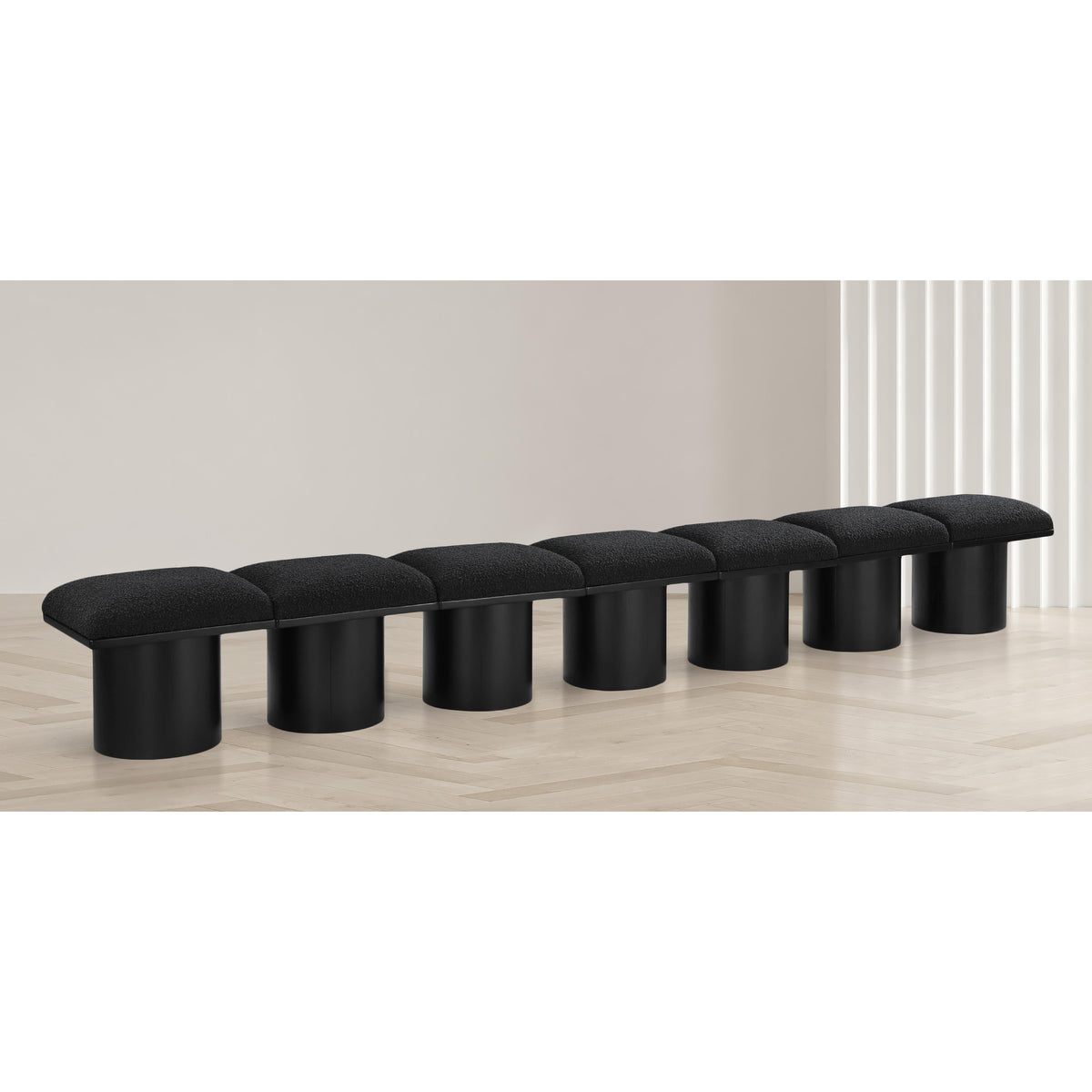 Meridian Pavilion Black Boucle Fabric Bench