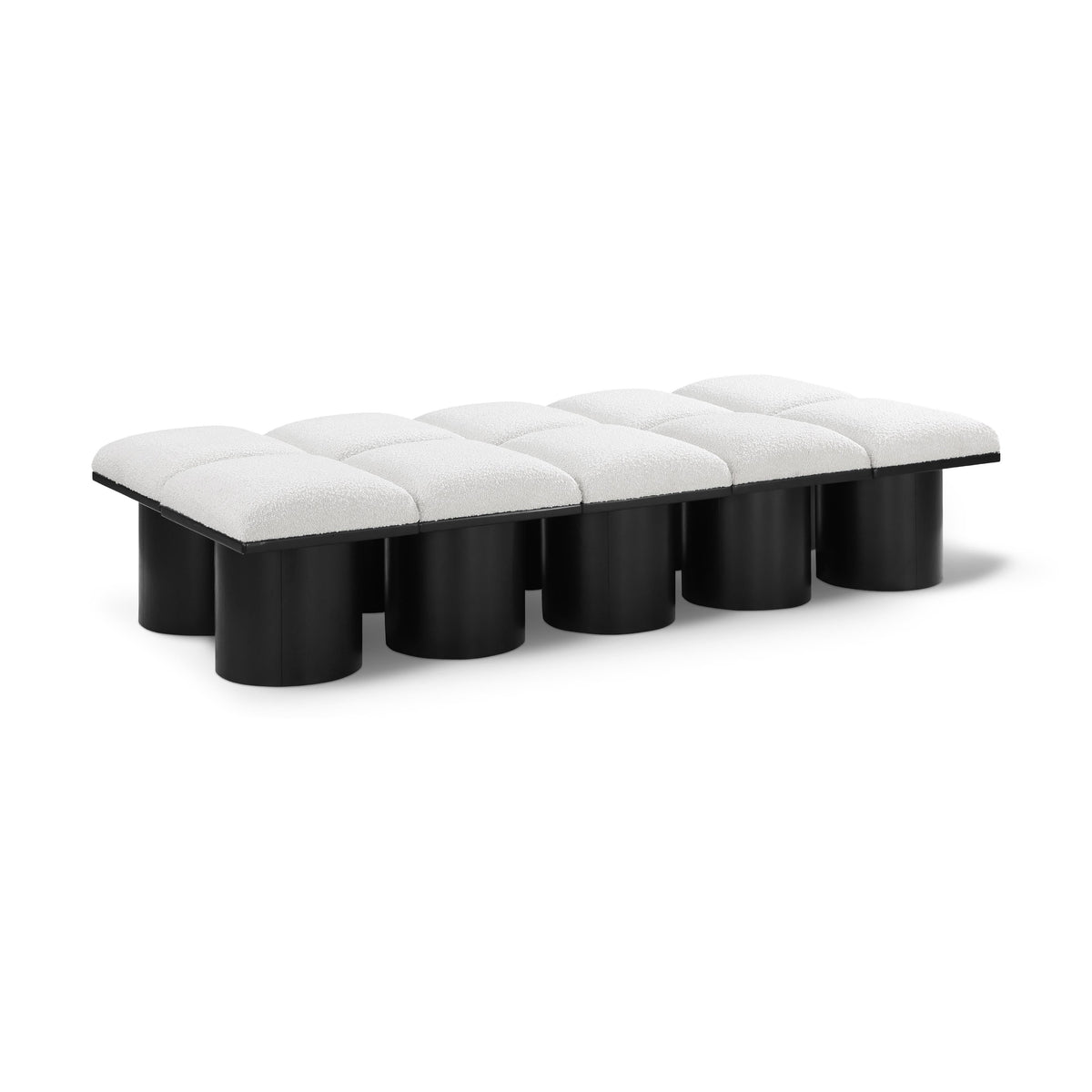 Meridian Pavilion Cream Boucle Fabric Bench