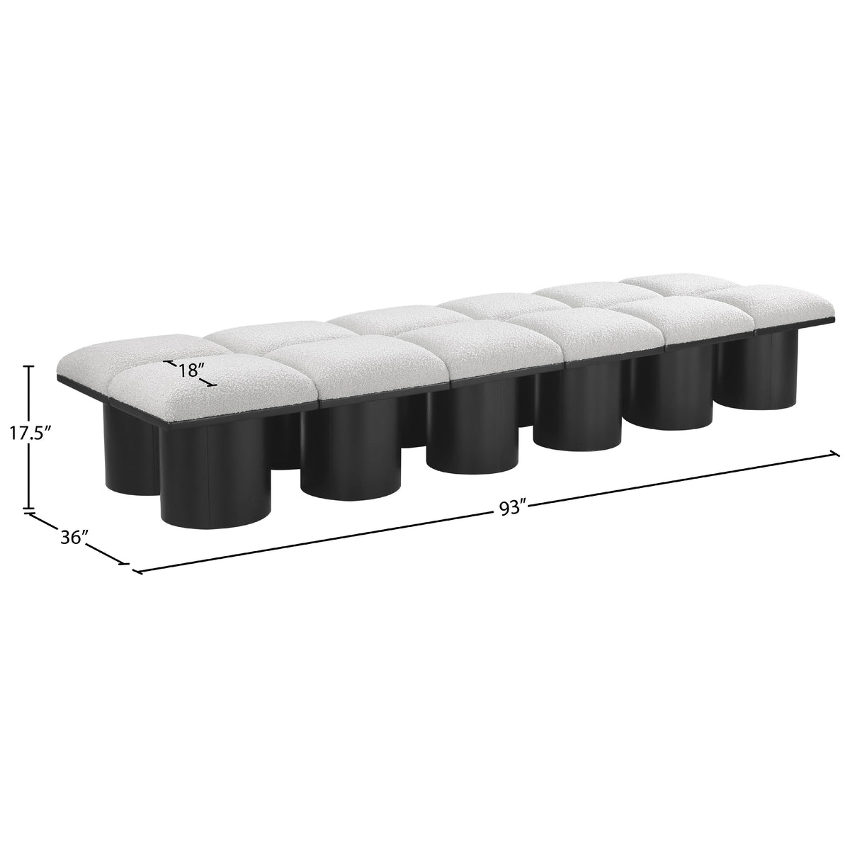 Meridian Pavilion Cream Boucle Fabric Bench
