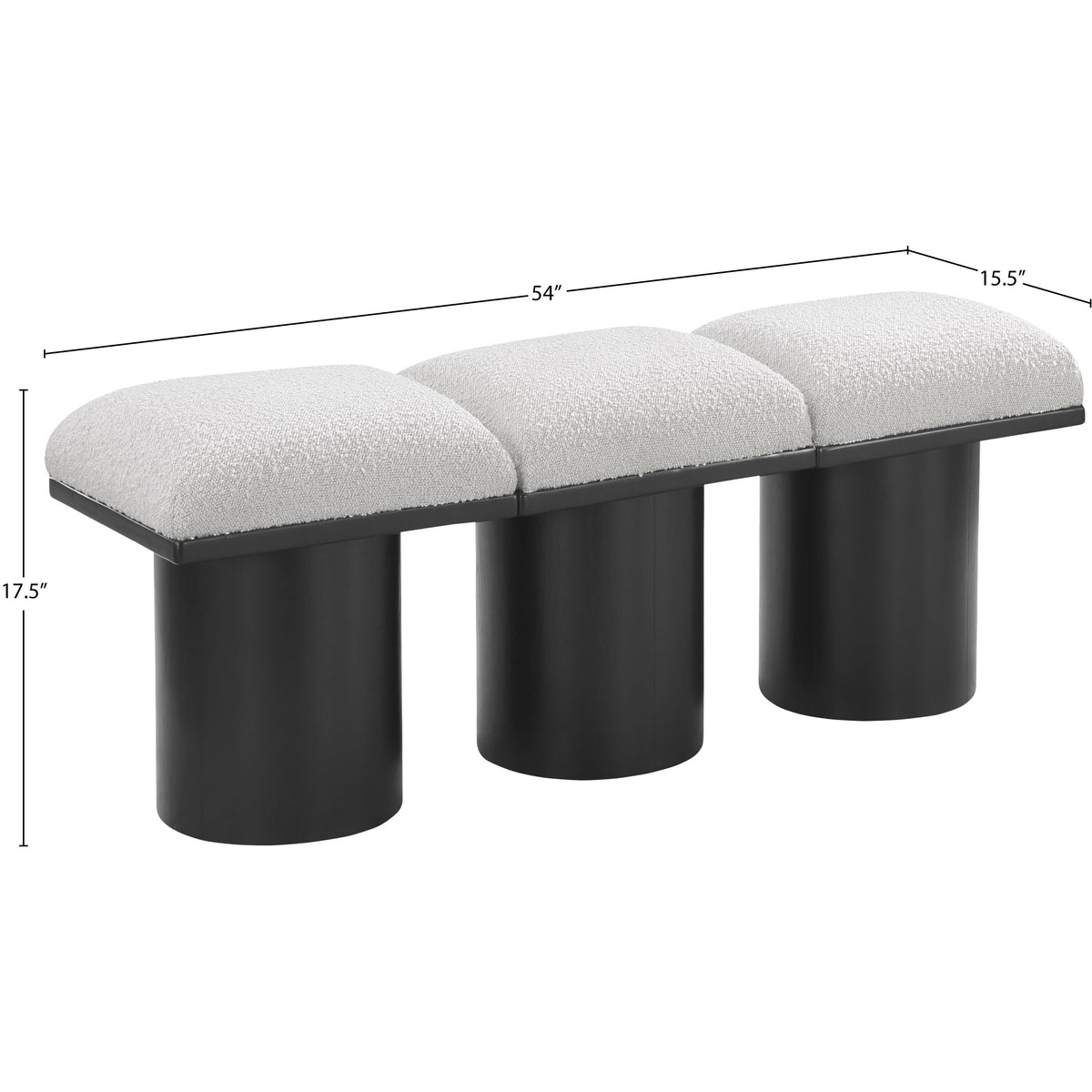 Meridian Pavilion Cream Boucle Fabric Bench