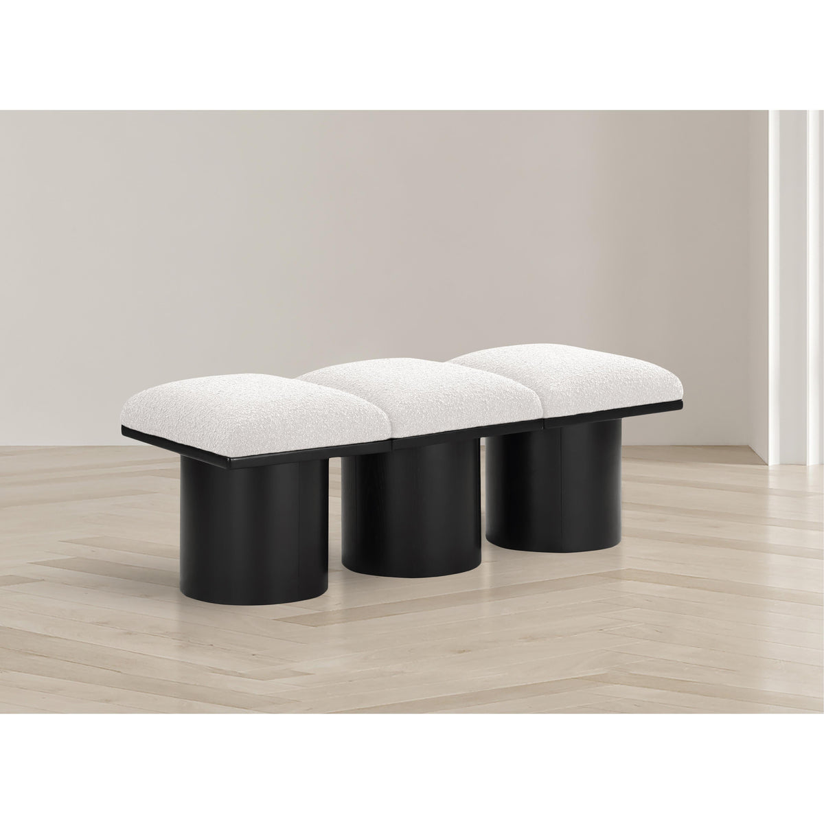 Meridian Pavilion Cream Boucle Fabric Bench