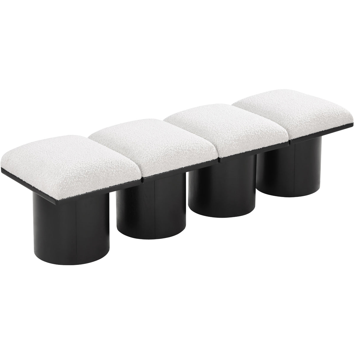 Meridian Pavilion Cream Boucle Fabric Bench