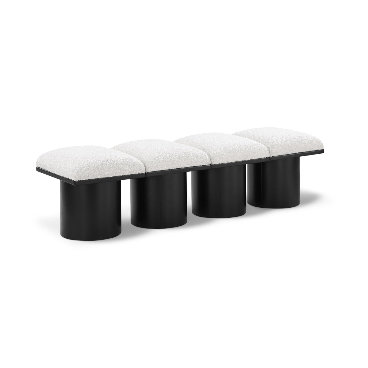 Meridian Pavilion Cream Boucle Fabric Bench