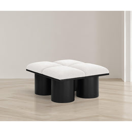 Meridian Pavilion Cream Boucle Fabric Bench