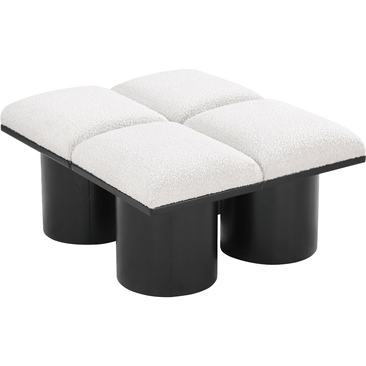 Meridian Pavilion Cream Boucle Fabric Bench