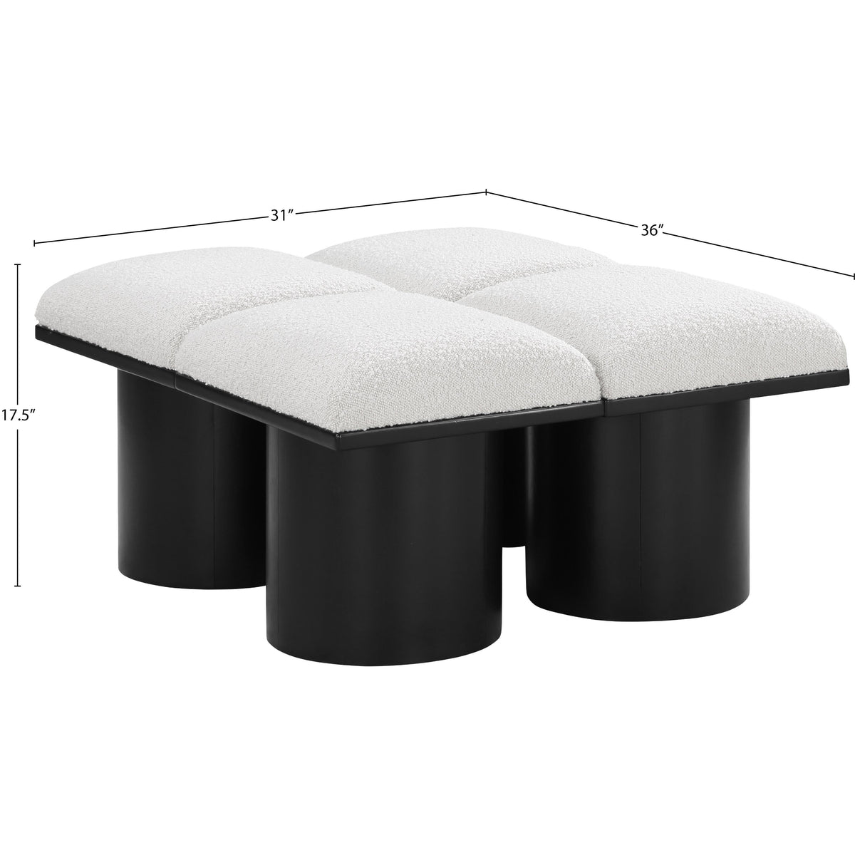 Meridian Pavilion Cream Boucle Fabric Bench