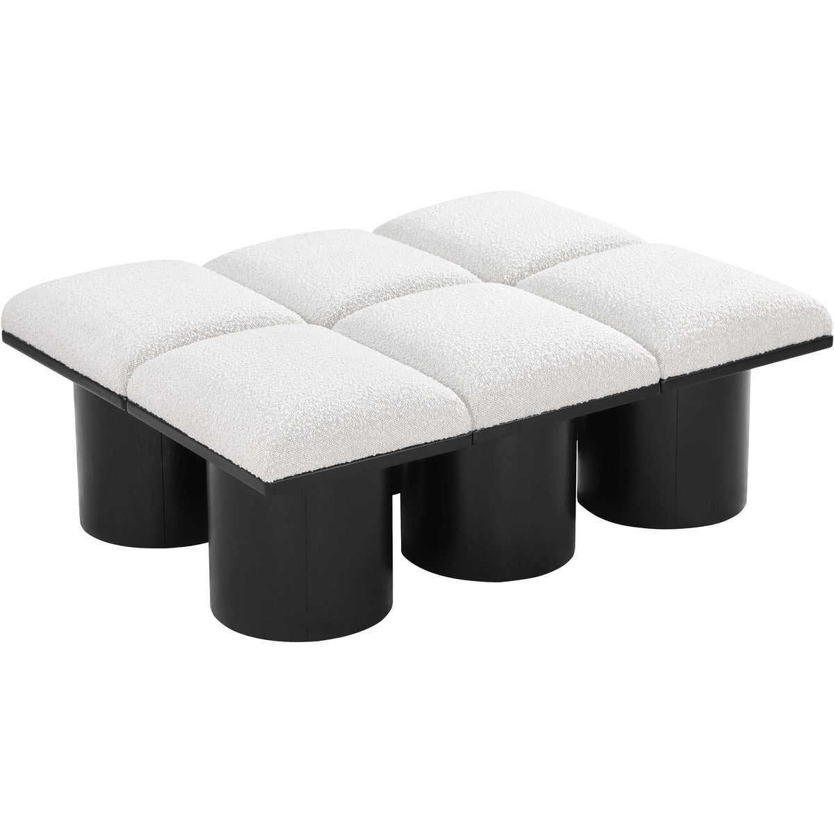 Meridian Pavilion Cream Boucle Fabric Bench