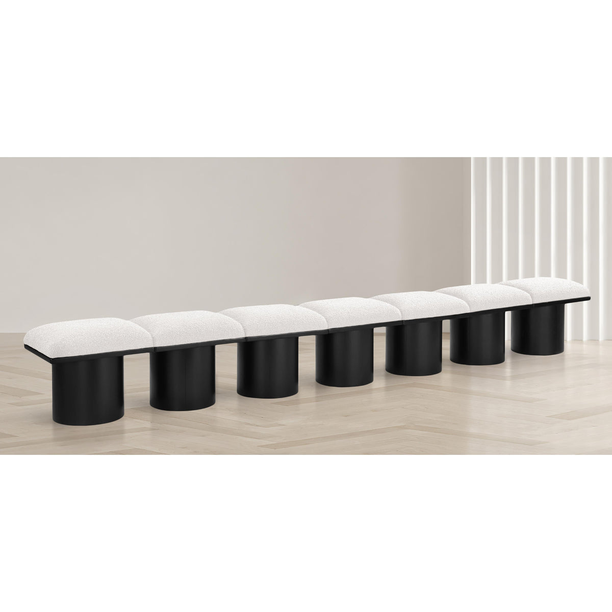 Meridian Pavilion Cream Boucle Fabric Bench