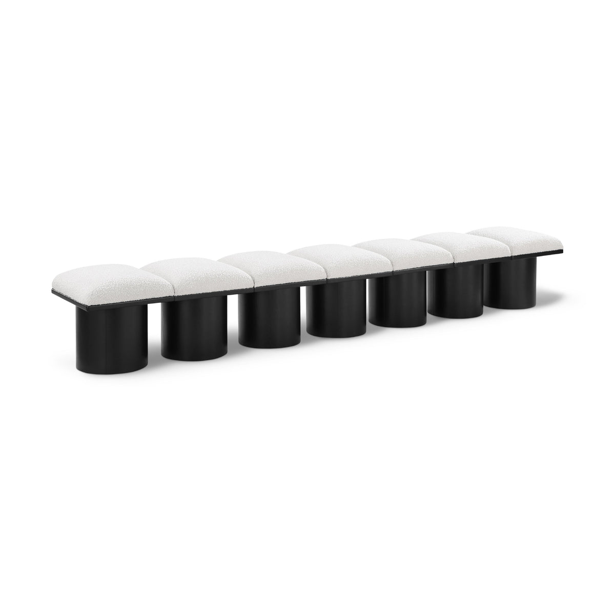 Meridian Pavilion Cream Boucle Fabric Bench
