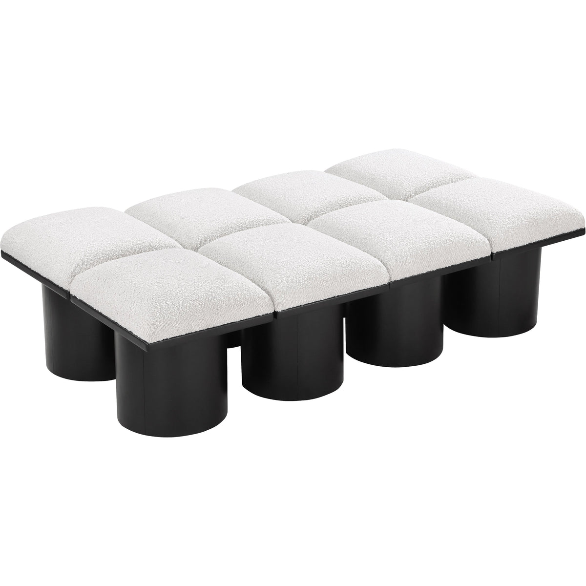 Meridian Pavilion Cream Boucle Fabric Bench
