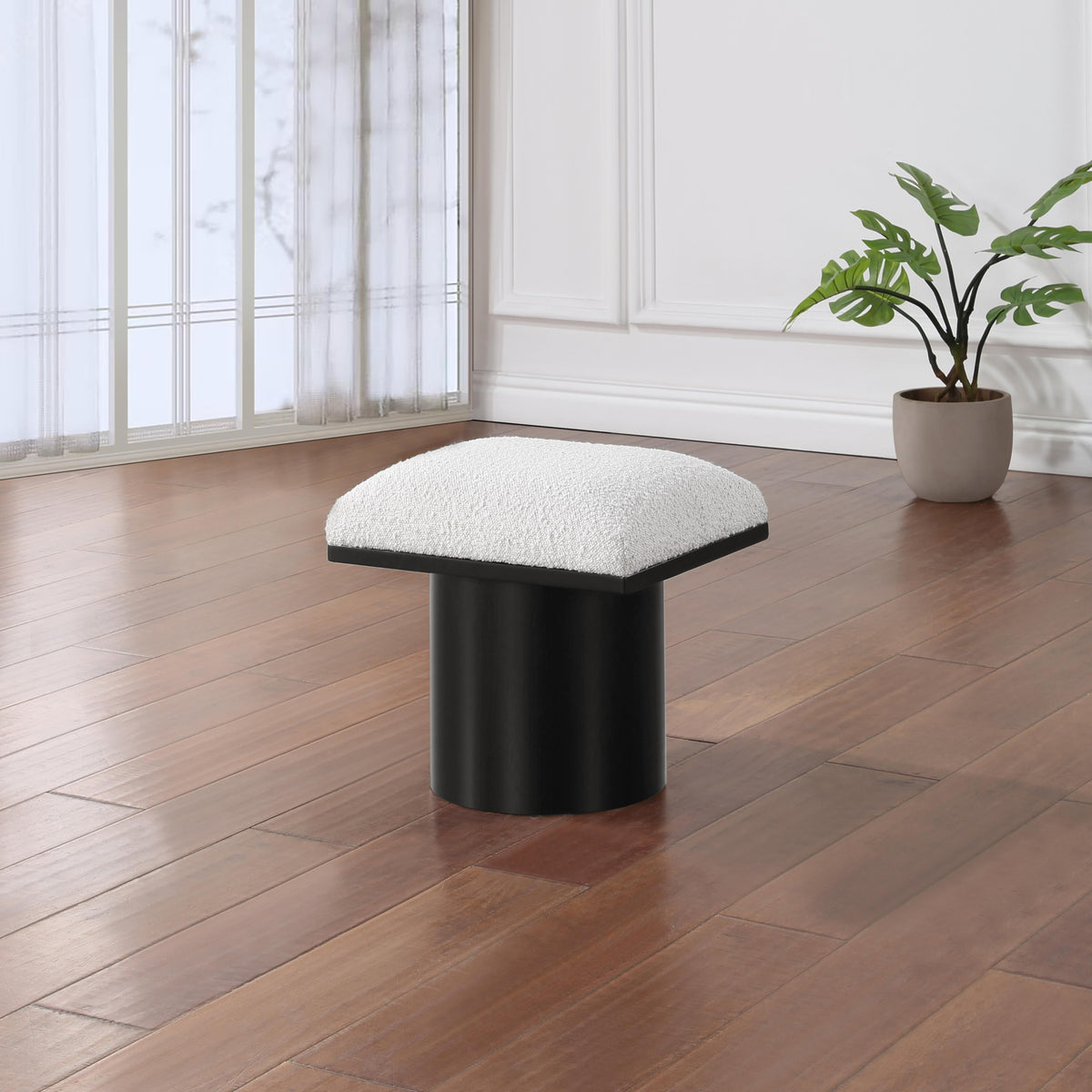 Meridian Pavilion Cream Boucle Fabric Bench/Stool