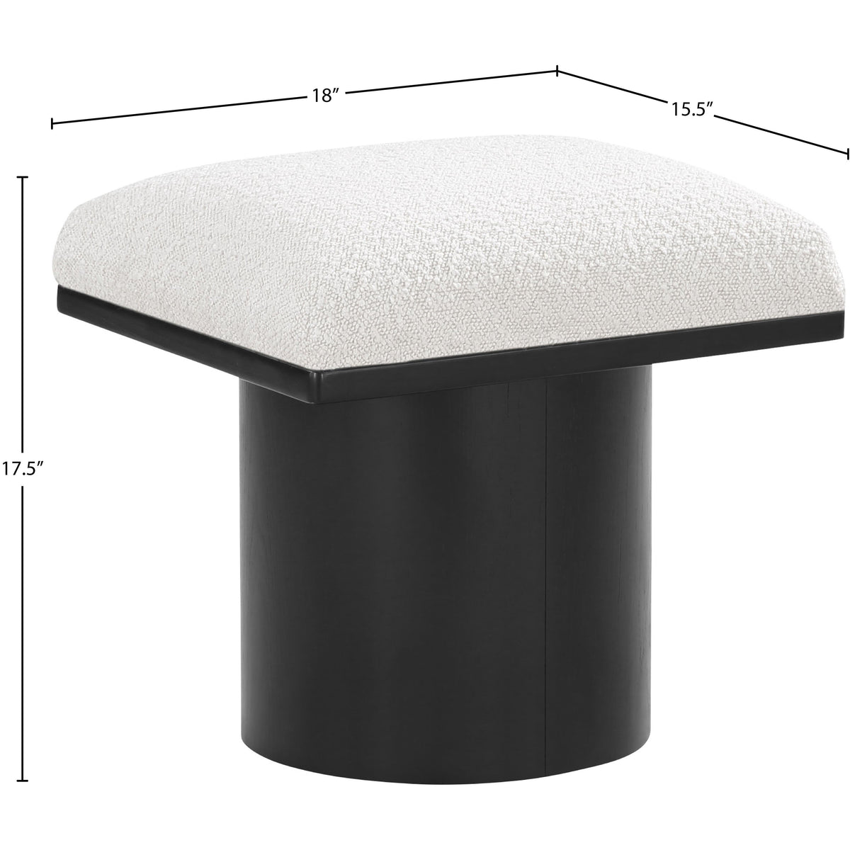Meridian Pavilion Cream Boucle Fabric Bench/Stool