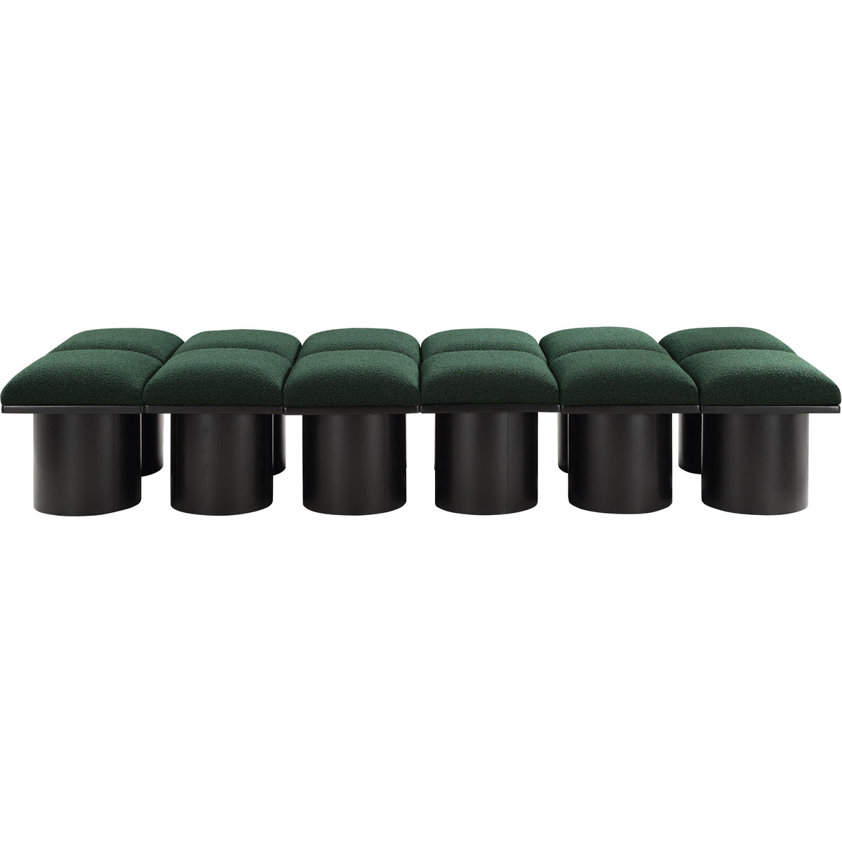 Meridian Pavilion Green Boucle Fabric Bench