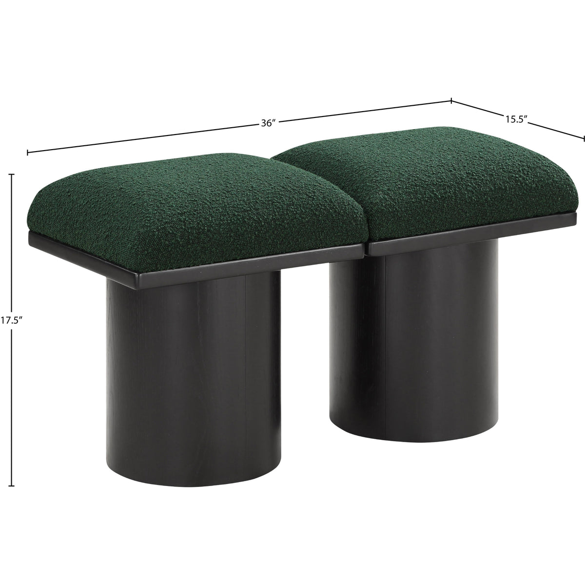Meridian Pavilion Green Boucle Fabric Bench