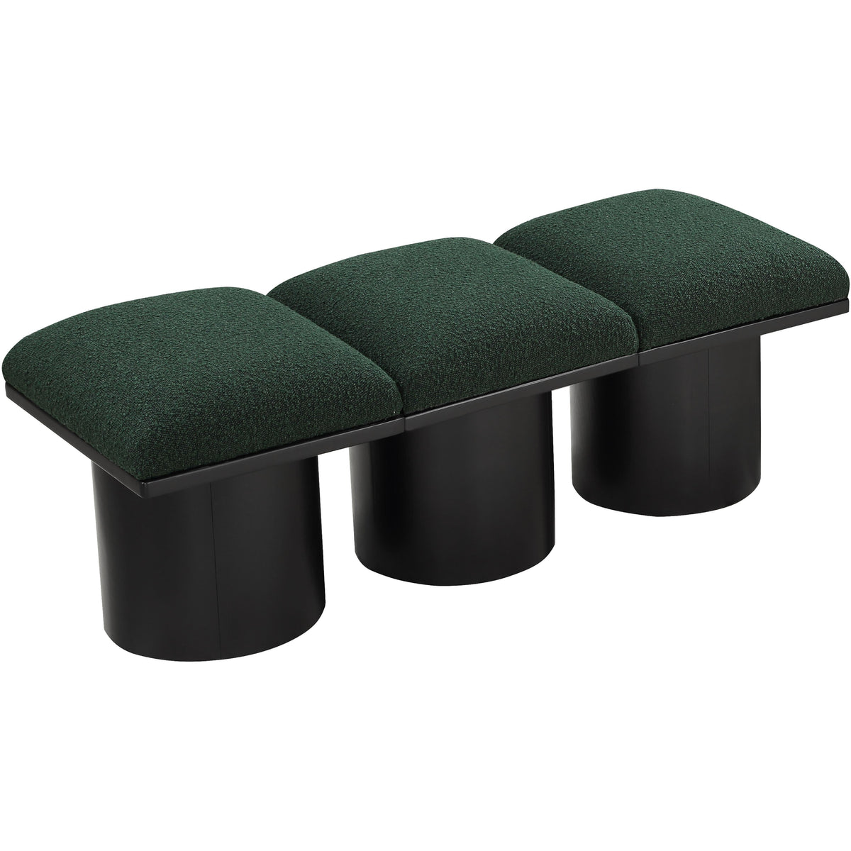 Meridian Pavilion Green Boucle Fabric Bench