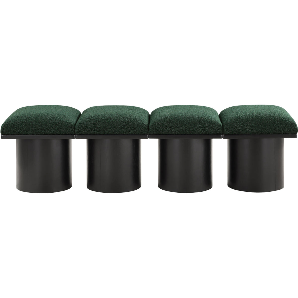 Meridian Pavilion Green Boucle Fabric Bench