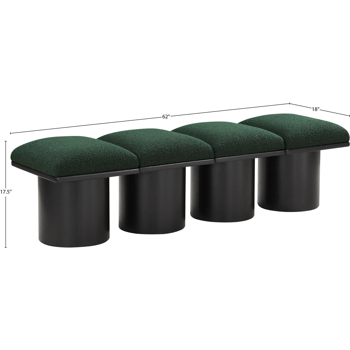 Meridian Pavilion Green Boucle Fabric Bench