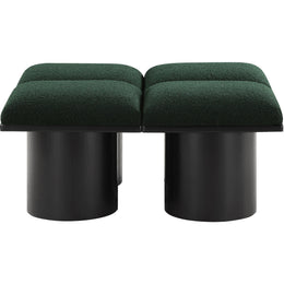 Meridian Pavilion Green Boucle Fabric Bench