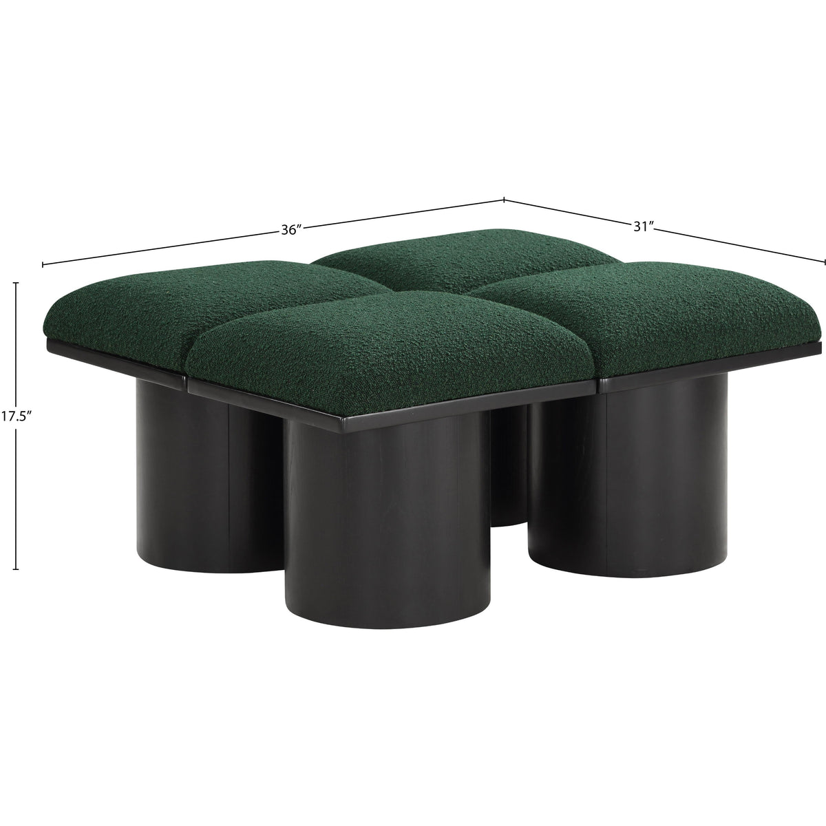 Meridian Pavilion Green Boucle Fabric Bench