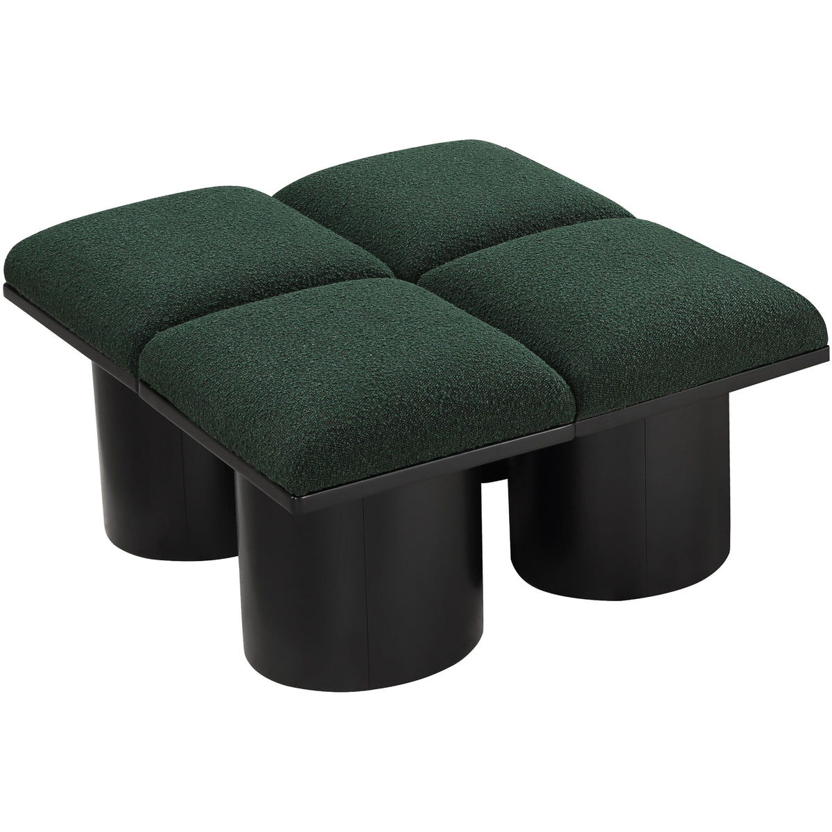 Meridian Pavilion Green Boucle Fabric Bench