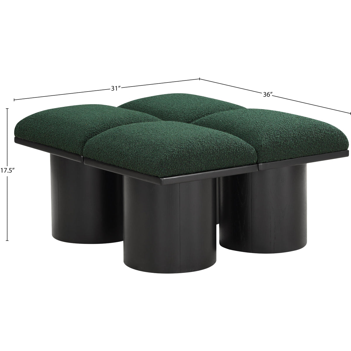 Meridian Pavilion Green Boucle Fabric Bench