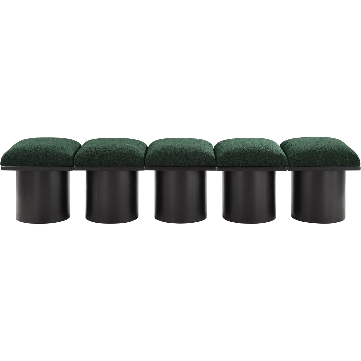 Meridian Pavilion Green Boucle Fabric Bench