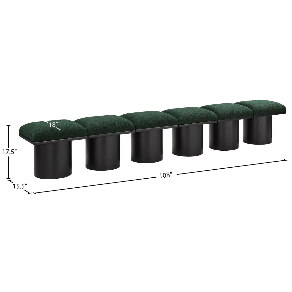 Meridian Pavilion Green Boucle Fabric Bench