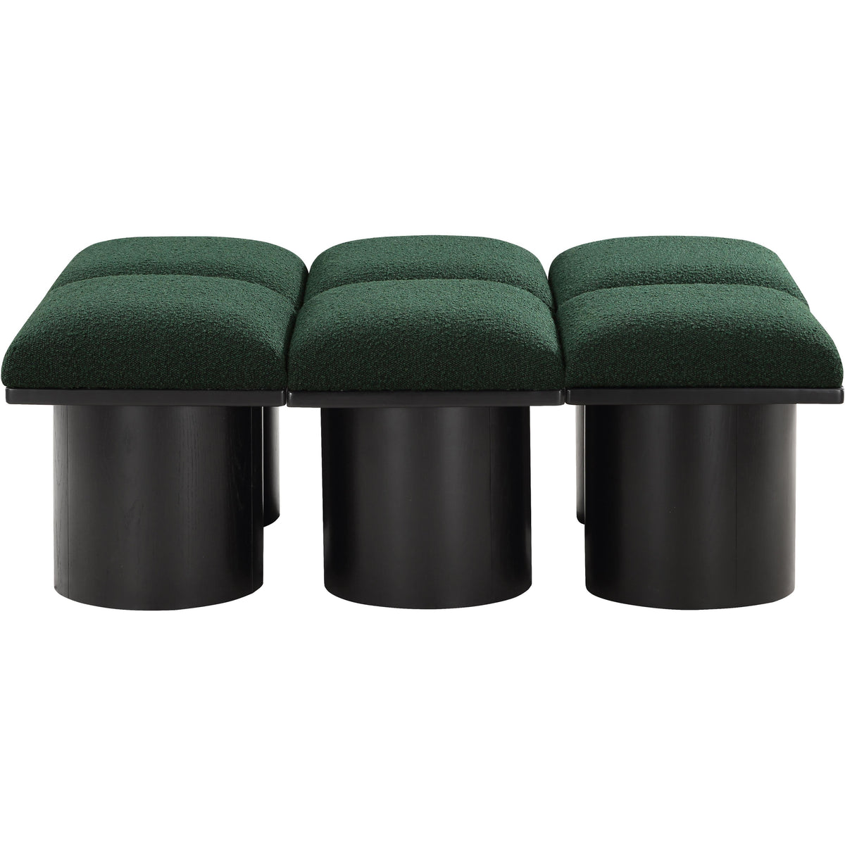 Meridian Pavilion Green Boucle Fabric Bench