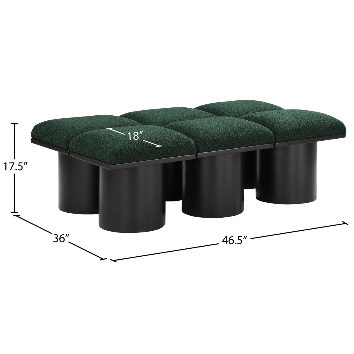 Meridian Pavilion Green Boucle Fabric Bench