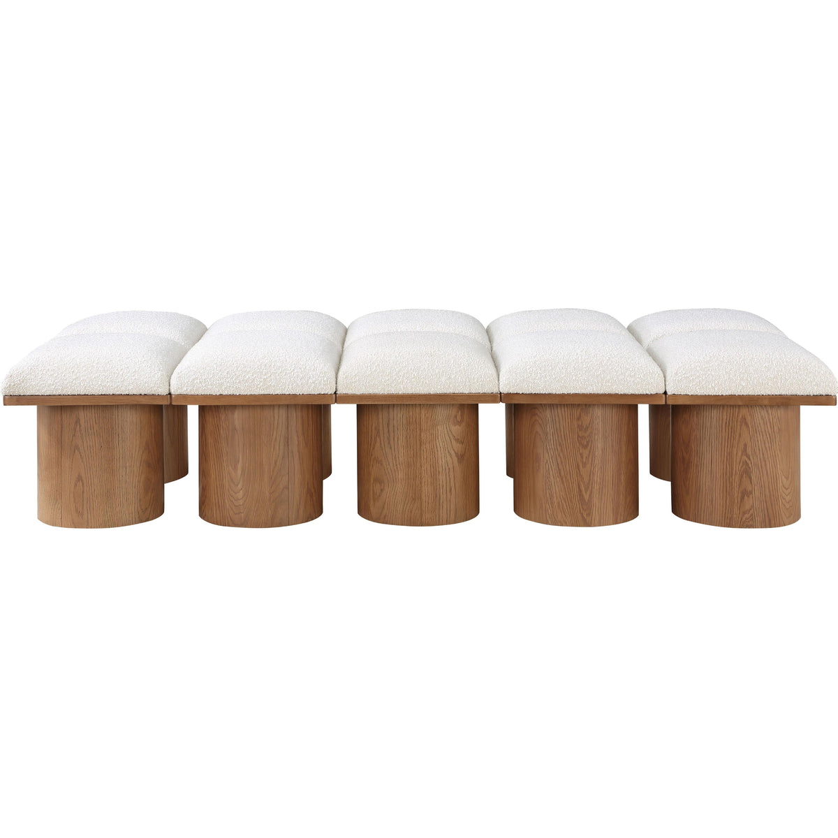 Meridian Pavilion Cream Boucle Fabric Bench