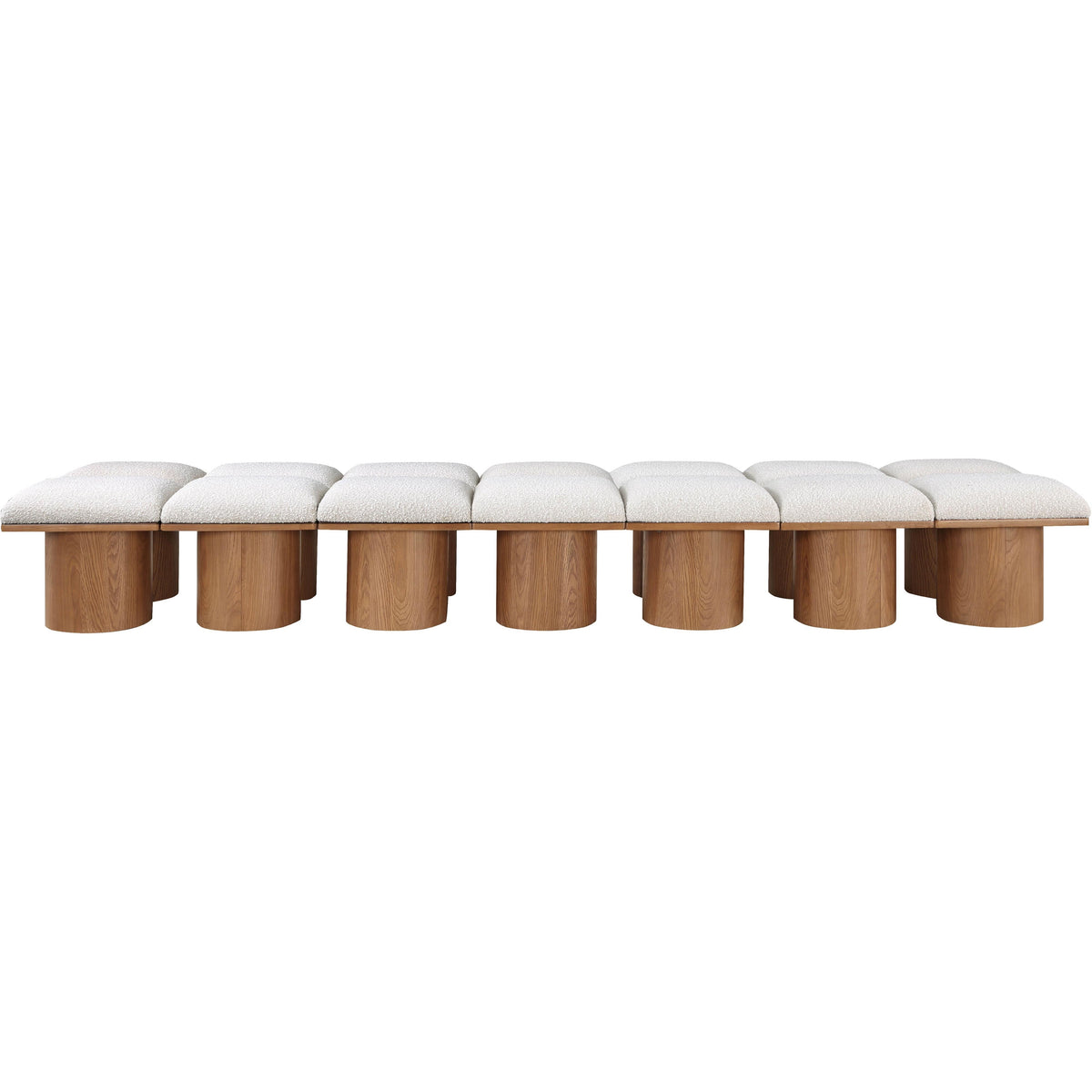 Meridian Pavilion Cream Boucle Fabric Bench
