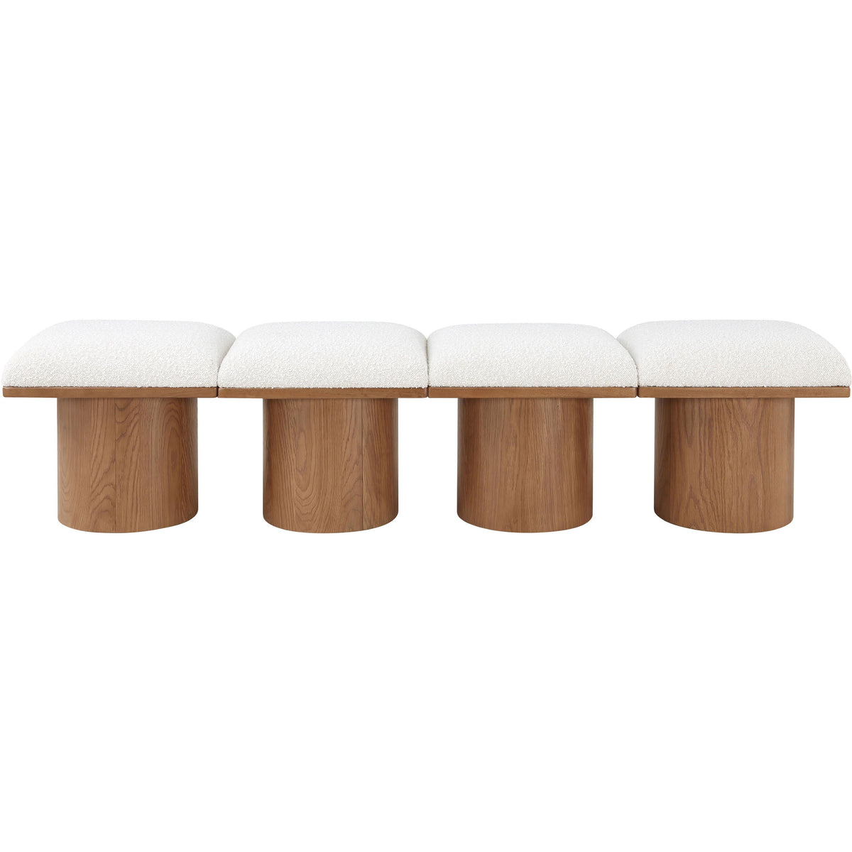 Meridian Pavilion Cream Boucle Fabric Bench