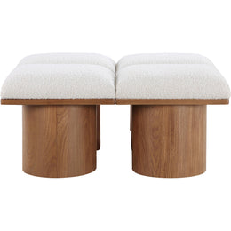 Meridian Pavilion Cream Boucle Fabric Bench