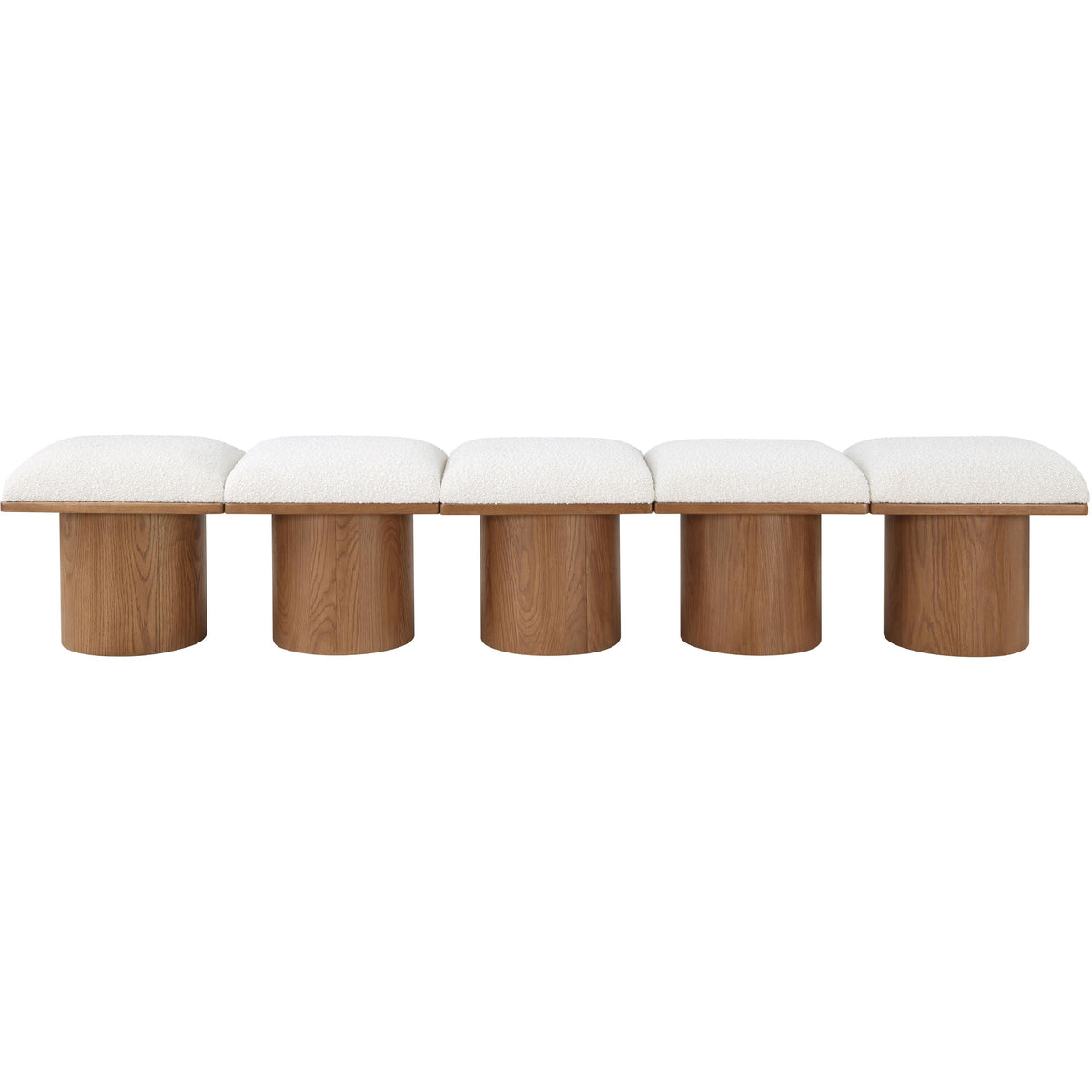 Meridian Pavilion Cream Boucle Fabric Bench