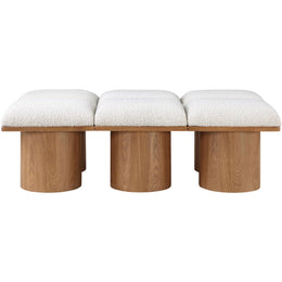Meridian Pavilion Cream Boucle Fabric Bench
