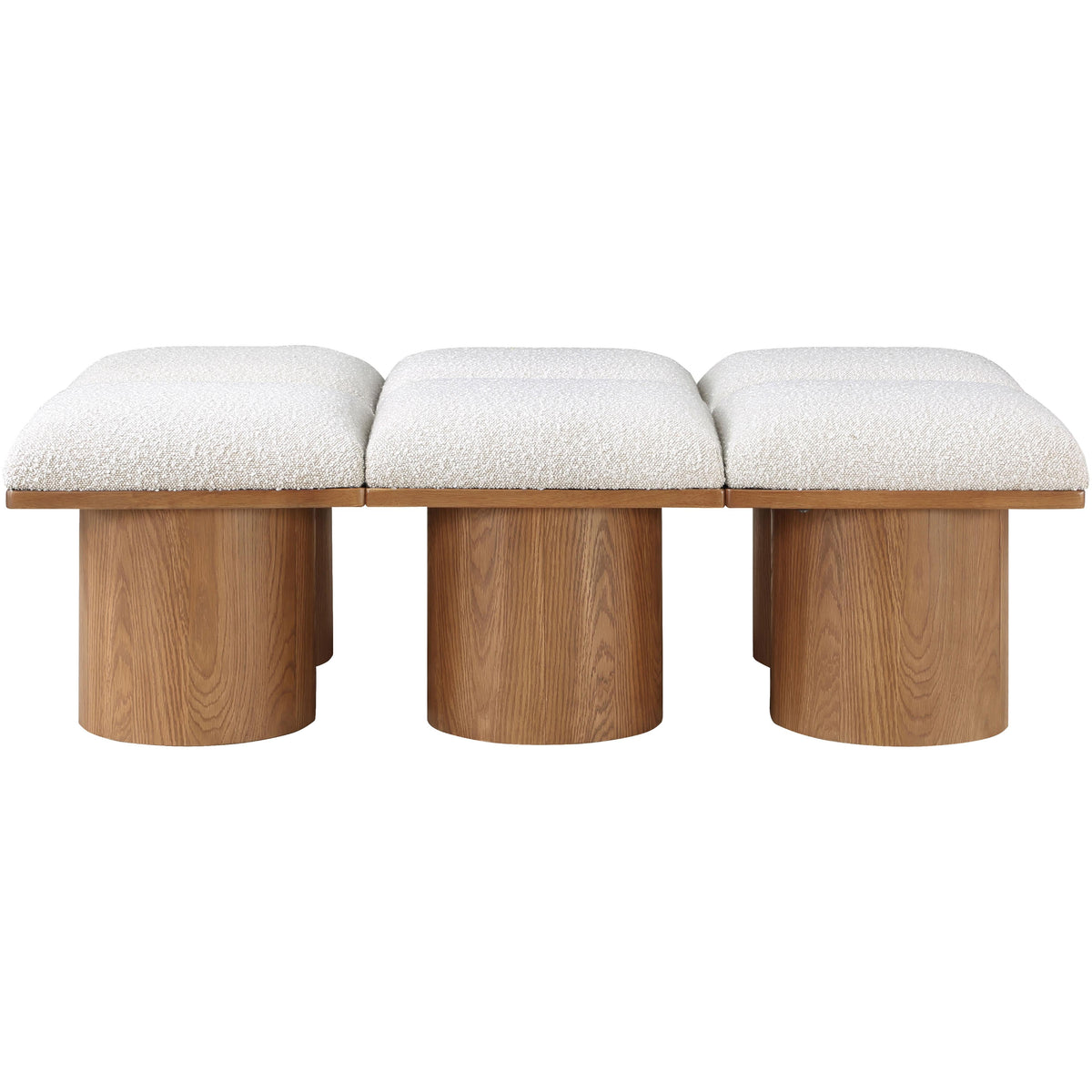 Meridian Pavilion Cream Boucle Fabric Bench