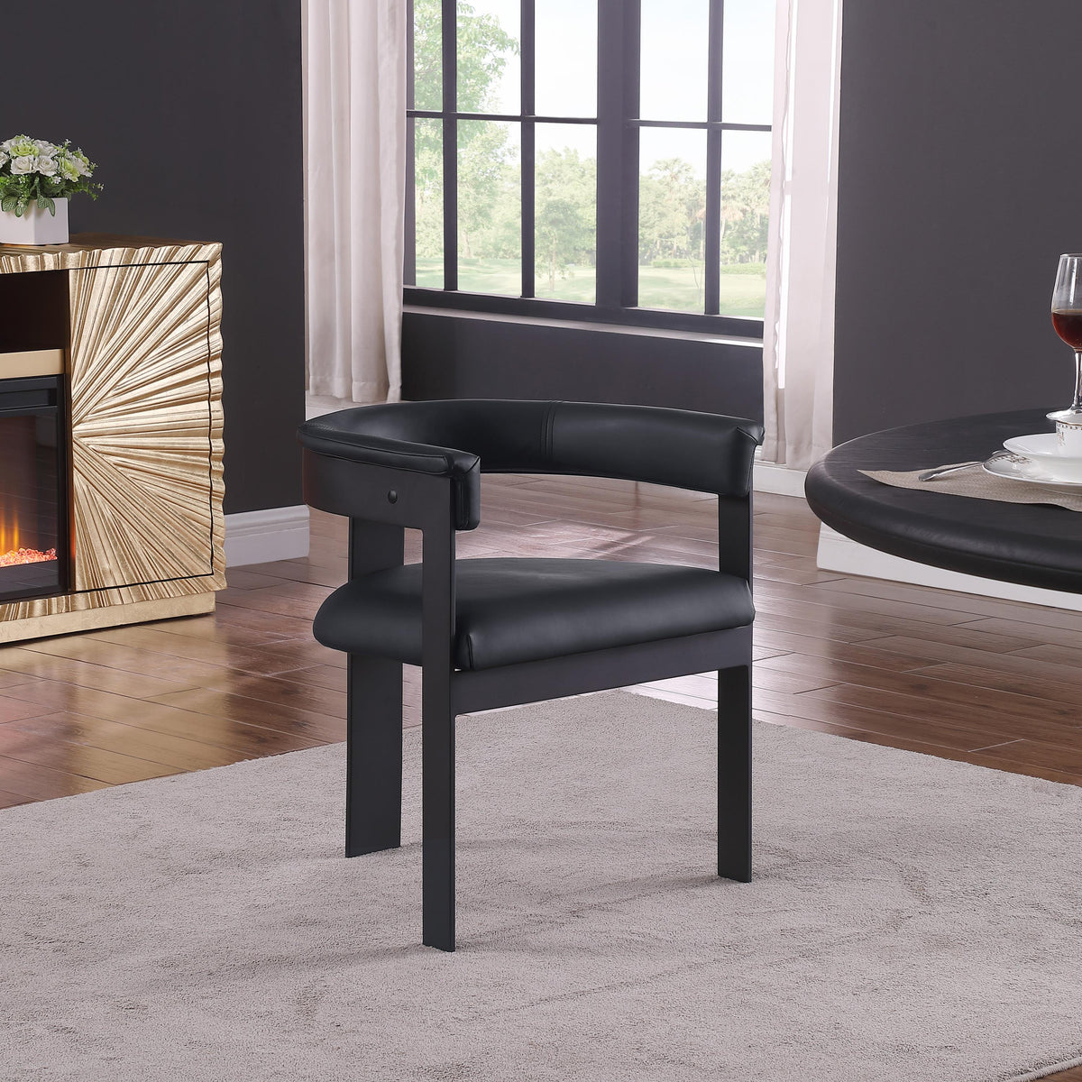 Meridian Romeo Black Vegan Leather Dining Chair