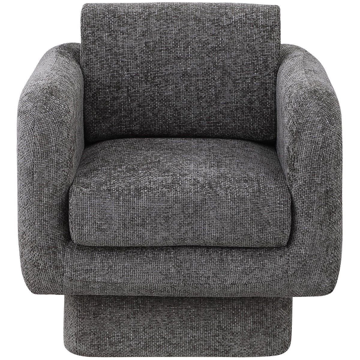 Meridian Alessandra Grey Chenille Fabric Swivel Accent Chair