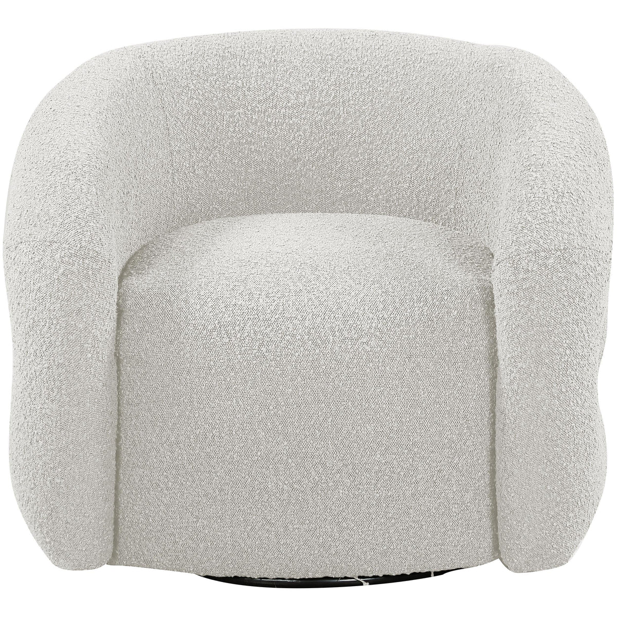 Meridian Roxbury Cream Boucle Fabric Swivel Accent Chair