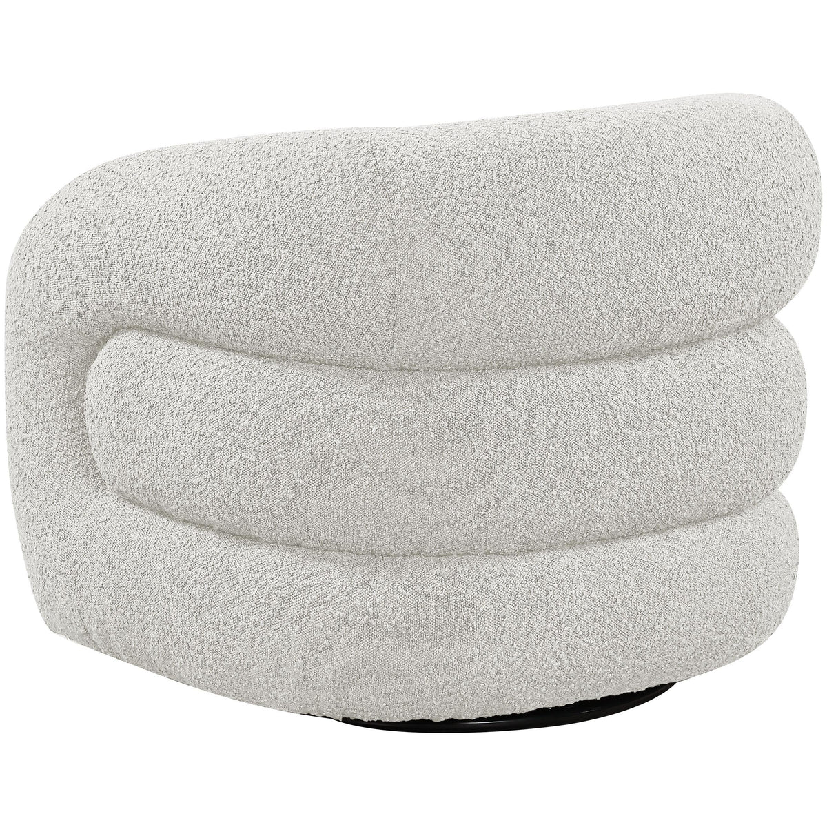 Meridian Roxbury Cream Boucle Fabric Swivel Accent Chair