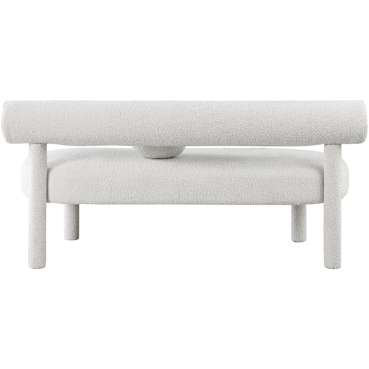 Meridian Parlor Cream Boucle Fabric Bench
