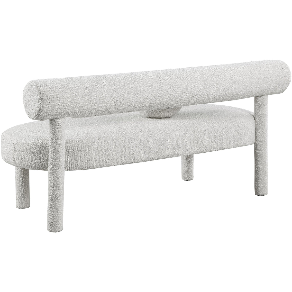 Meridian Parlor Cream Boucle Fabric Bench