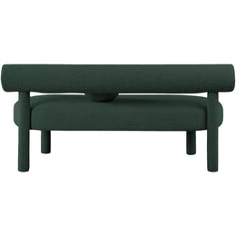 Meridian Parlor Green Boucle Fabric Bench