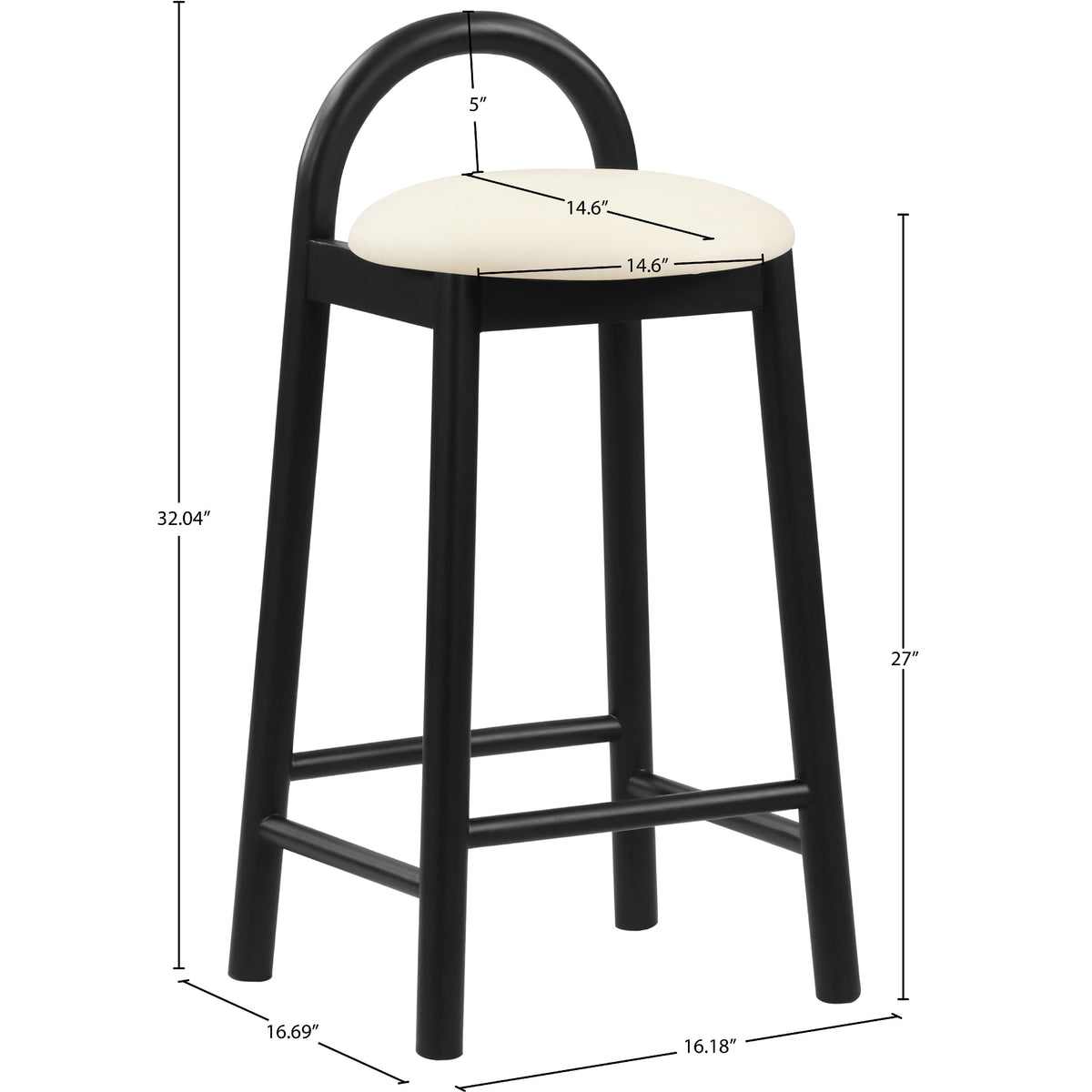 Meridian Calvin Cream Vegan Leather Stool
