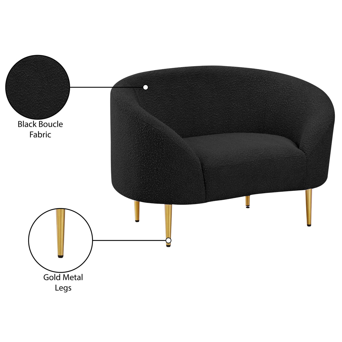 Meridian Ritz Black Boucle Fabric Chair