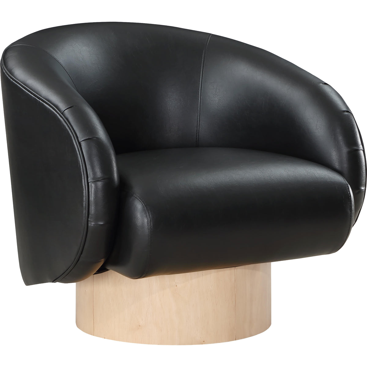 Meridian Gibson Black Vegan Leather Swivel Accent Chair
